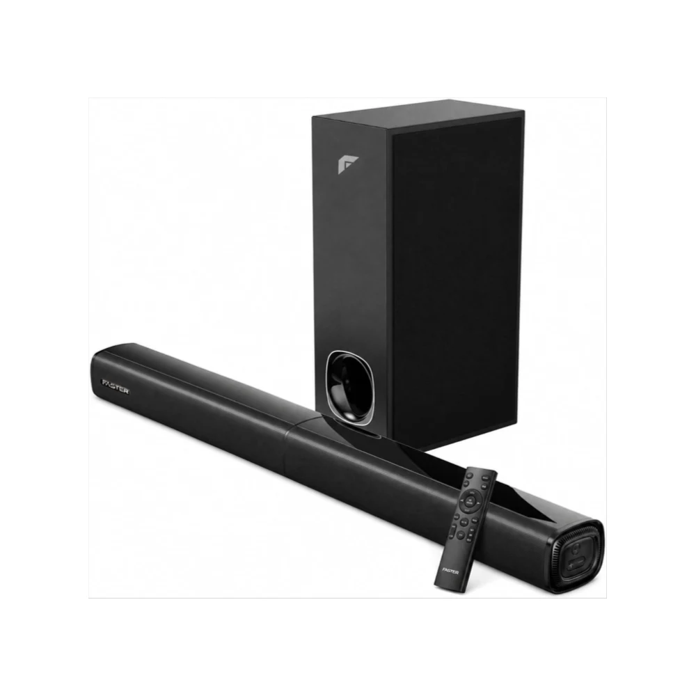 FASTER XB7000 Home Theater 2.1CH, Sound Bar with Subwoofer, 80W Output Black Theater System Wall Mounting, Deep Thrilling Bass. Bluetooth, HDMI(ARC), Optical, AUX, USB for TV, PC with Remote