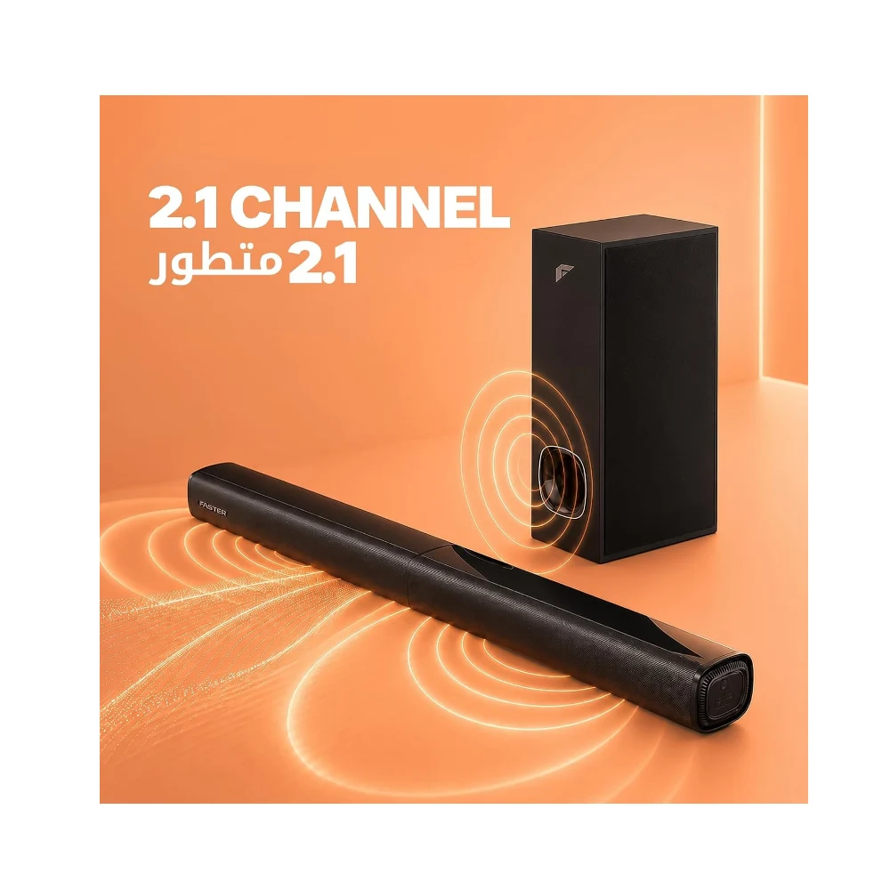 FASTER XB7000 Home Theater 2.1CH, Sound Bar with Subwoofer, 80W Output Black Theater System Wall Mounting, Deep Thrilling Bass. Bluetooth, HDMI(ARC), Optical, AUX, USB for TV, PC with Remote — Image 2