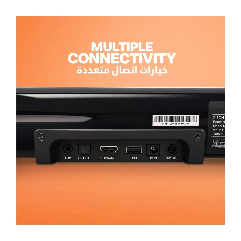 FASTER XB7000 Home Theater 2.1CH, Sound Bar with Subwoofer, 80W Output Black Theater System Wall Mounting, Deep Thrilling Bass. Bluetooth, HDMI(ARC), Optical, AUX, USB for TV, PC with Remote — Image 4