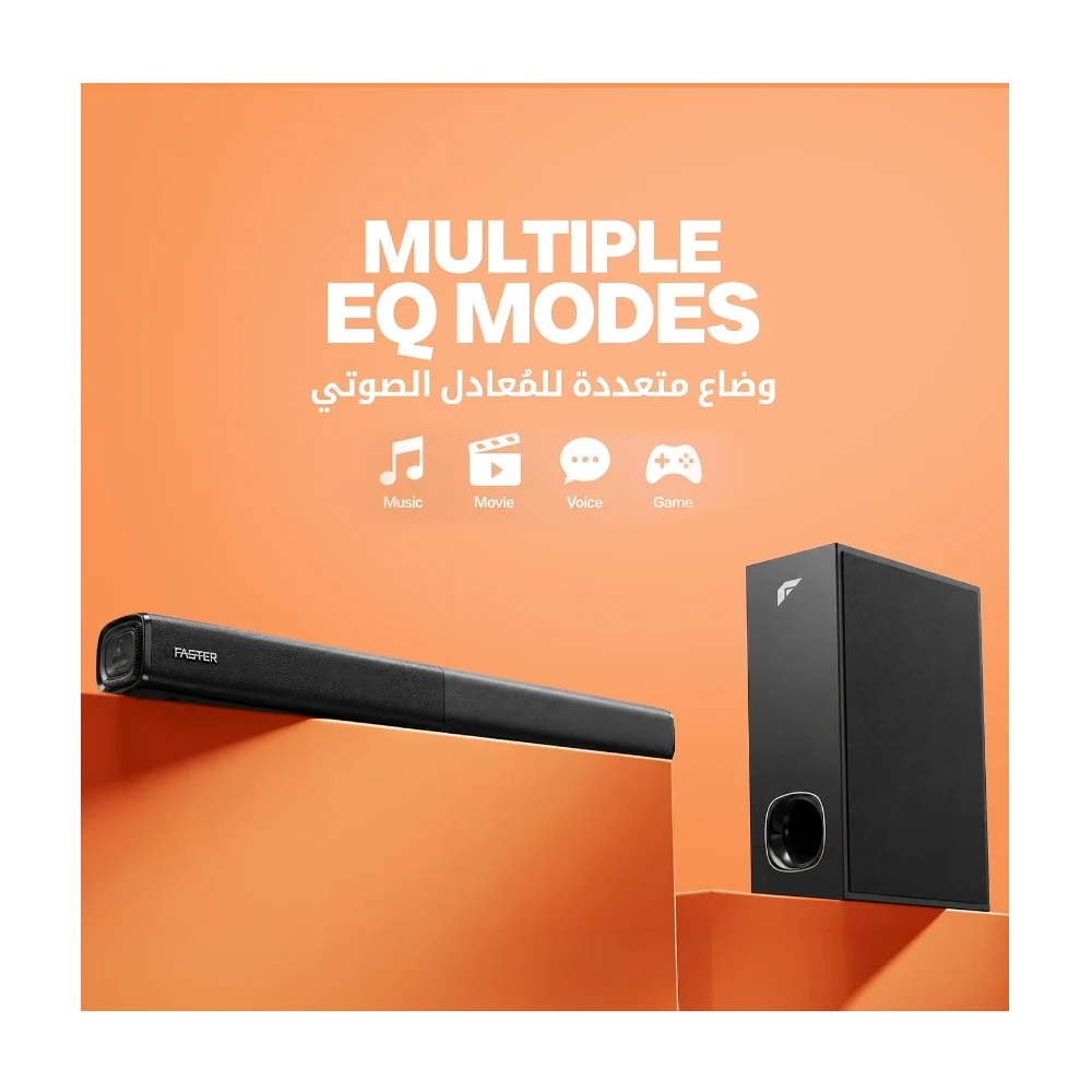 FASTER XB7000 Home Theater 2.1CH, Sound Bar with Subwoofer, 80W Output Black Theater System Wall Mounting, Deep Thrilling Bass. Bluetooth, HDMI(ARC), Optical, AUX, USB for TV, PC with Remote — Image 5