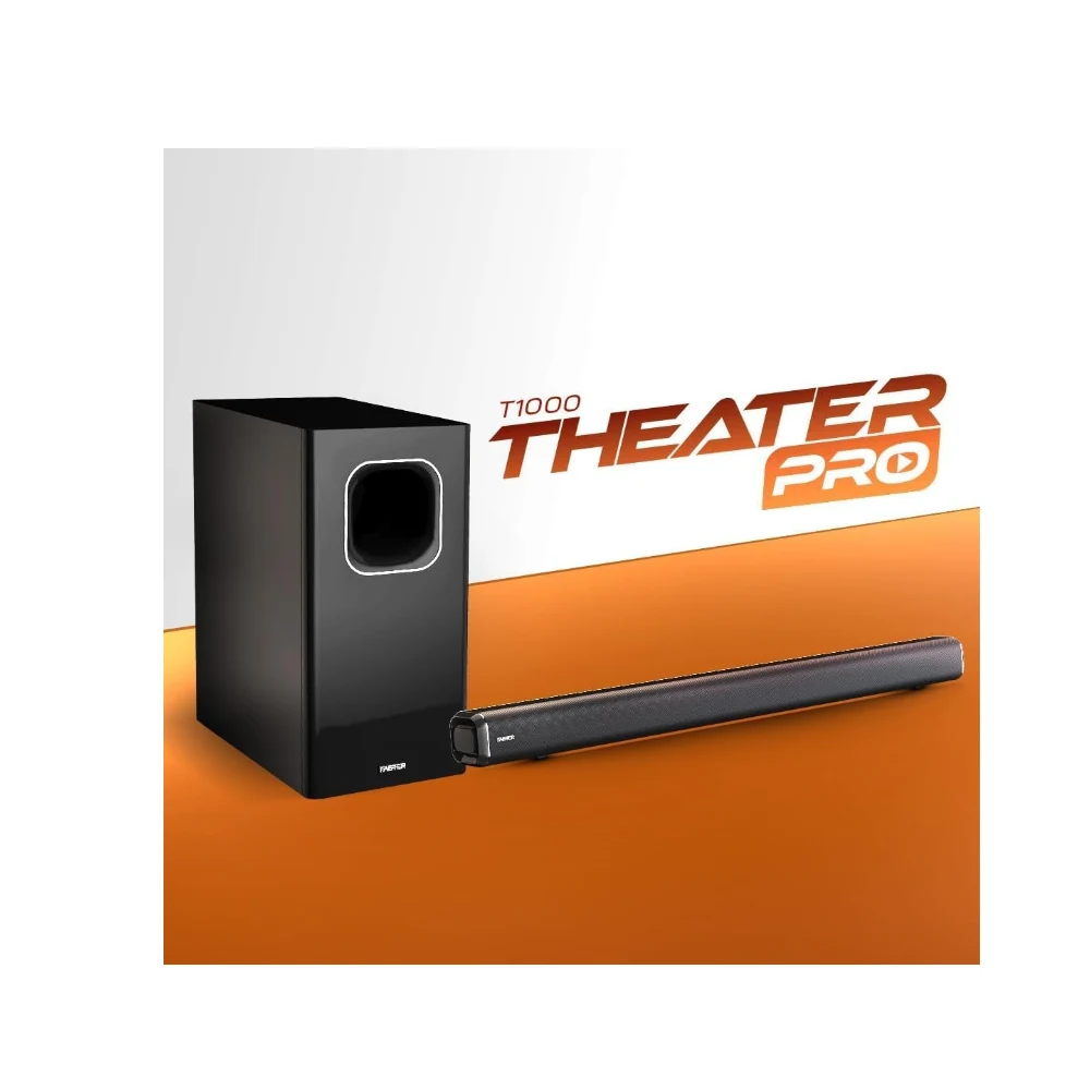 Faster T1000 Theater Pro Soundbar - 2.1CH Wired Subwoofer & Bluetooth 5.0 Wireless Speaker - 120W Audio Power, Smart Home Theater System with USB, AUX, TV-ARC, Optical, PC, & Mobile Compatibility