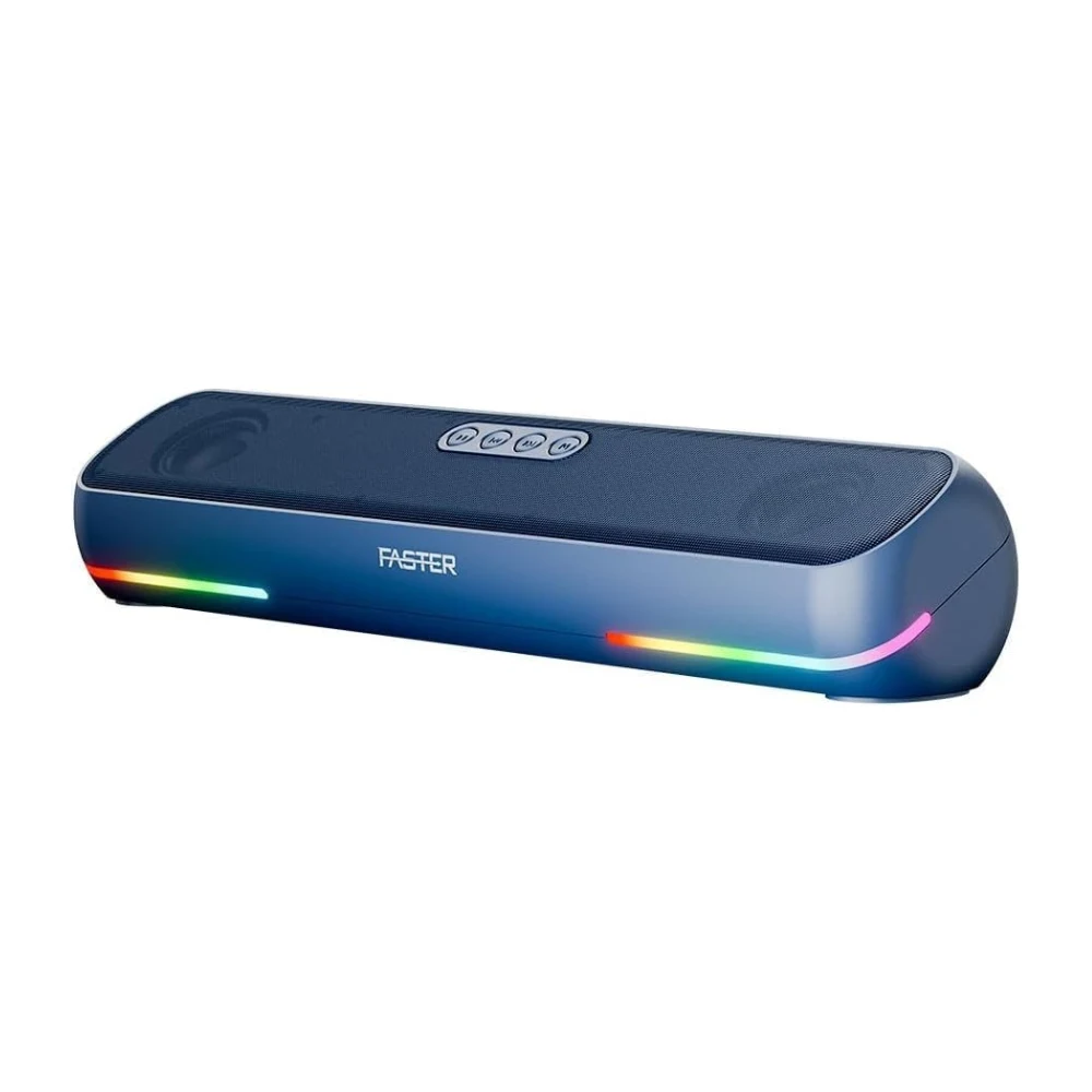 Faster Ryzo Z16 Soundbar - 16W Wireless Sound Bar 415x133x100mm Bluetooth 5.3 EDR 5H Playback RGB Light TWS - Portable Speaker USB AUX, TF Card - Hands-Free Call 360° Surround Sound
