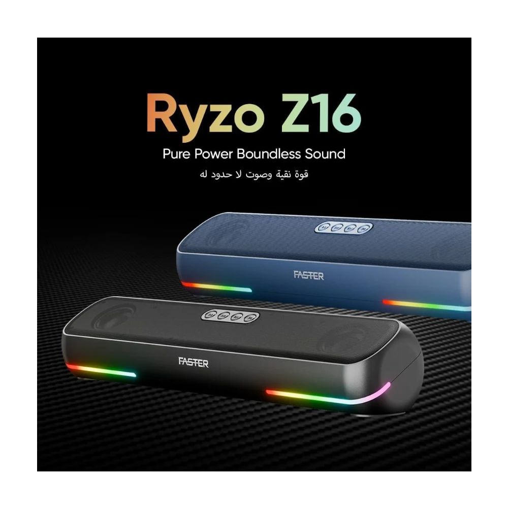 Faster Ryzo Z16 Soundbar - 16W Wireless Sound Bar 415x133x100mm Bluetooth 5.3 EDR 5H Playback RGB Light TWS - Portable Speaker USB AUX, TF Card - Hands-Free Call 360° Surround Sound — Image 2