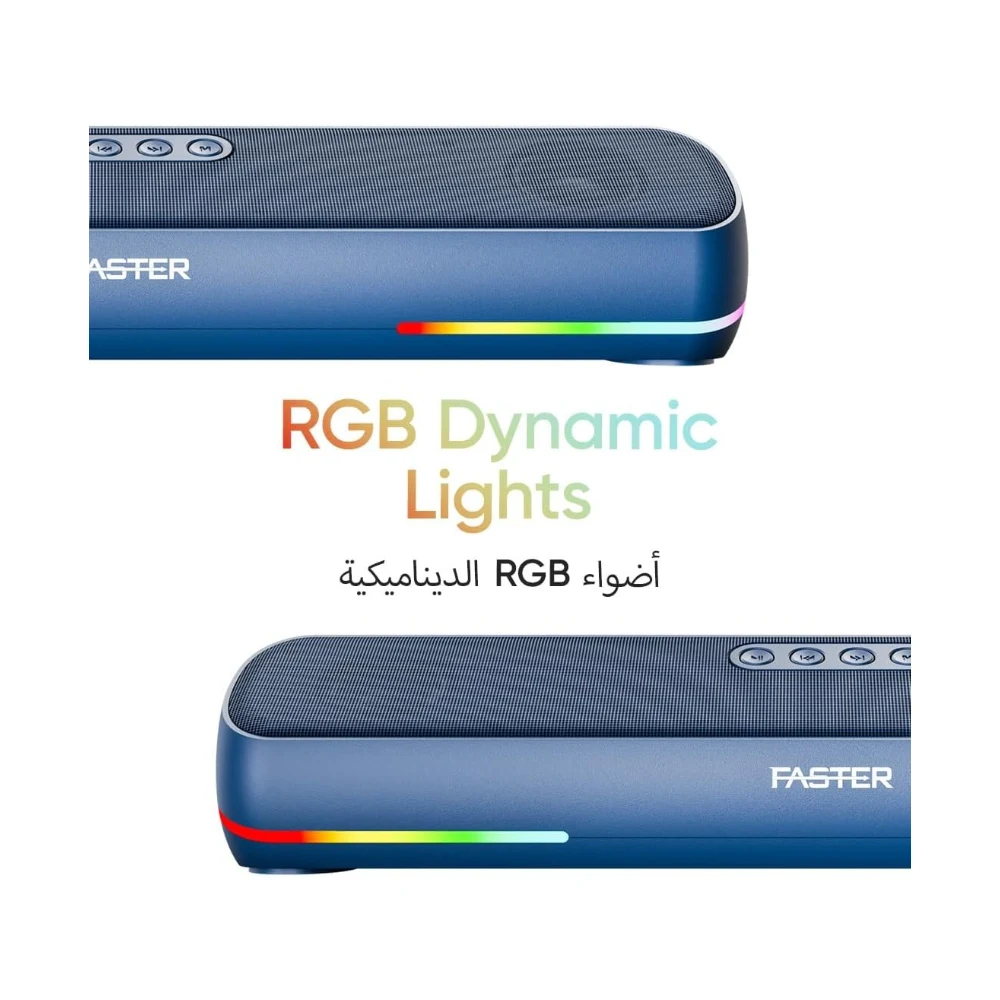 Faster Ryzo Z16 Soundbar - 16W Wireless Sound Bar 415x133x100mm Bluetooth 5.3 EDR 5H Playback RGB Light TWS - Portable Speaker USB AUX, TF Card - Hands-Free Call 360° Surround Sound — Image 14