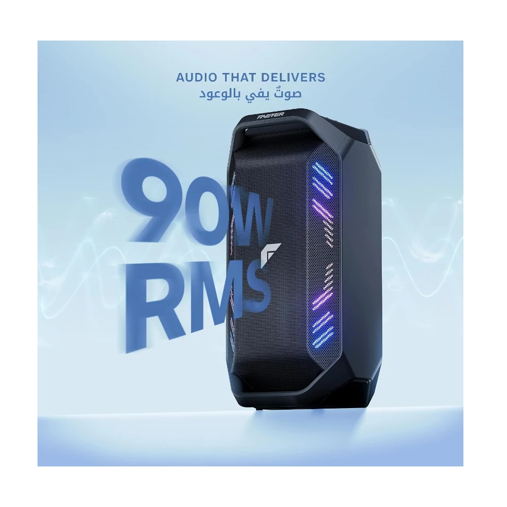 FASTER X450 Bluetooth Speaker 90W RMS, Portable Wireless Speaker with Dual 6.5-Inch Woofers, 7000mAh Battery, 7 Hours Playtime, TWS Pairing, USB Playback, FM Radio & AUX Input