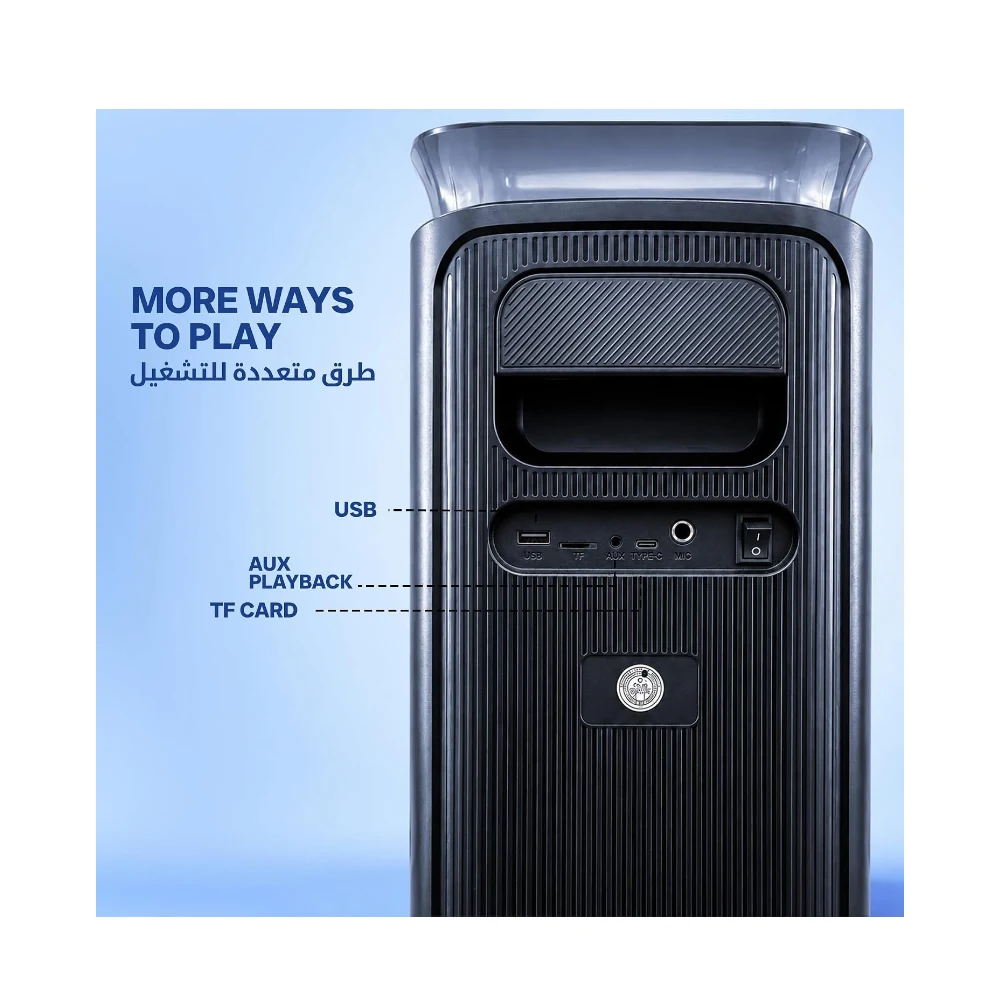 Faster X500 Portable Bluetooth Speaker 30W with Dual 4 Inch Woofers, Bluetooth 5.3, Wireless Mic, LED Lights, FM Radio, USB TF AUX Inputs, TWS Karaoke Party Speaker with Remote for Home Outdoor Travel — Image 5
