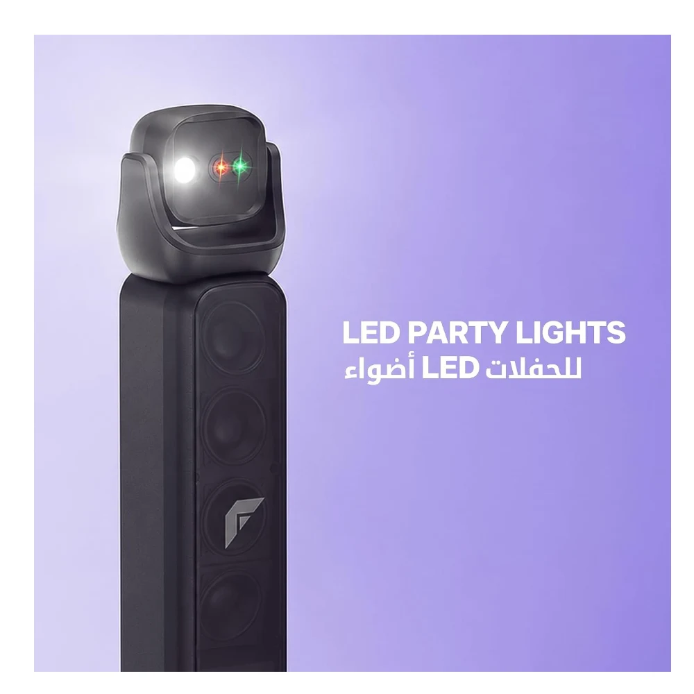 FASTER X600 Wired Speaker 240W 8” Woofer & 4 Tweeters FM, BT 5.3 Tower Sound System Deep Bass, Wireless Mic, LED Lights, USB Playback, AUX Input, LED Lights, TWS Karaoke Function For Party — Image 7