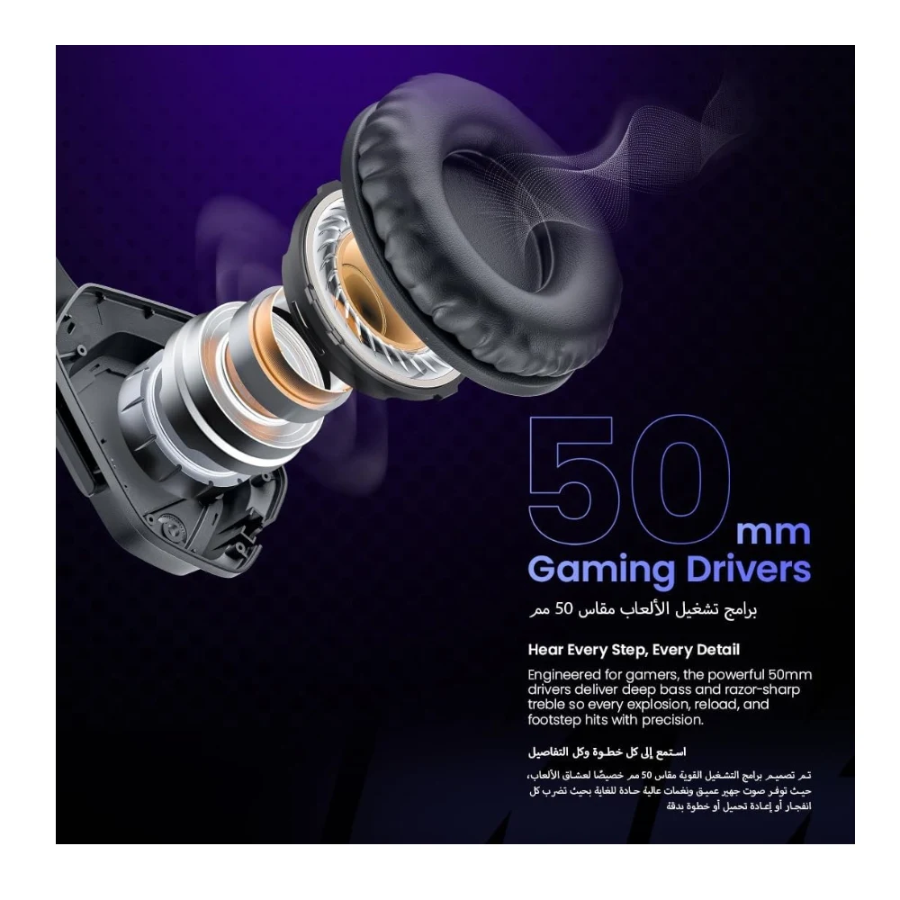 FASTER BG500 Gekko Gaming Headphones with LED RGB, Ultra-Clear Mic, Deep Bass 40mm Drivers, Noise-Isolating Cushions, Adjustable Headband, Lightweight Design - Compatible with PC/PS4/PS5/Mobile — Image 3