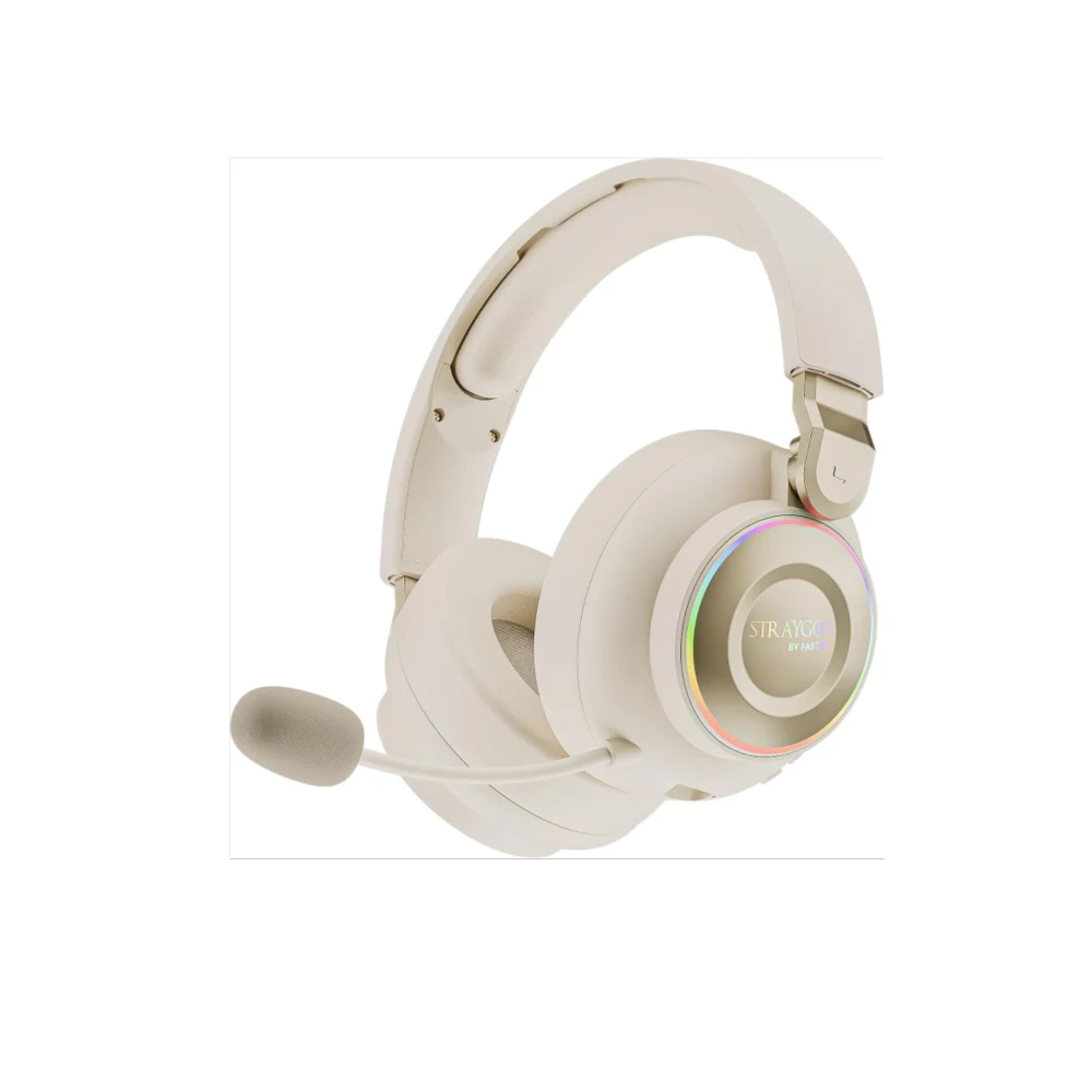 FASTER BG600 STRAYGOS Wireless Gaming Headset - Tri Mode 2.4GHz/Bluetooth/Wired, Ultra Low Latency, 50mm Drivers, ENC Noise-Canceling Mic, RGB Lights, 10H Playtime, Over-Ear for PS5/PS4/PC/Xbox/Switch
