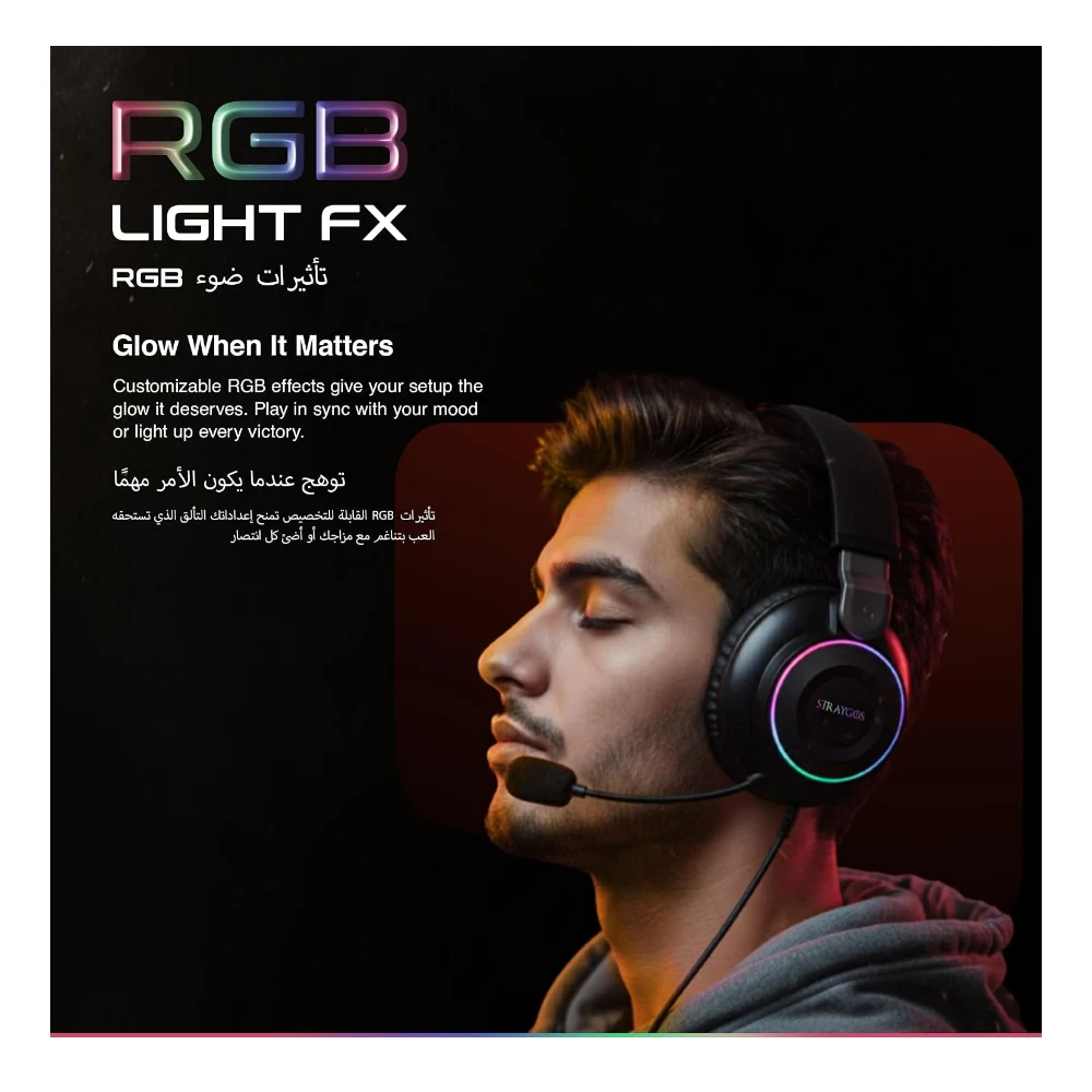 FASTER BG600 STRAYGOS Wireless Gaming Headset - Tri Mode 2.4GHz/Bluetooth/Wired, Ultra Low Latency, 50mm Drivers, ENC Noise-Canceling Mic, RGB Lights, 10H Playtime, Over-Ear for PS5/PS4/PC/Xbox/Switch