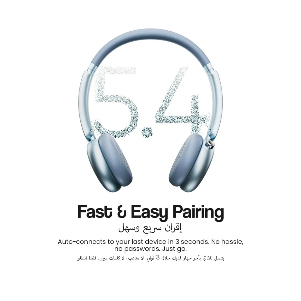 Faster S7 Soluna Wireless Headphones, Bluetooth 5.4 Headset, 43H Playtime (32H with ANC), Over-Ear Headphones, 40mm Drivers, LED Indicator, Voice Assistant, Calls, Game & Music Mode, Type-C Charging — Image 6