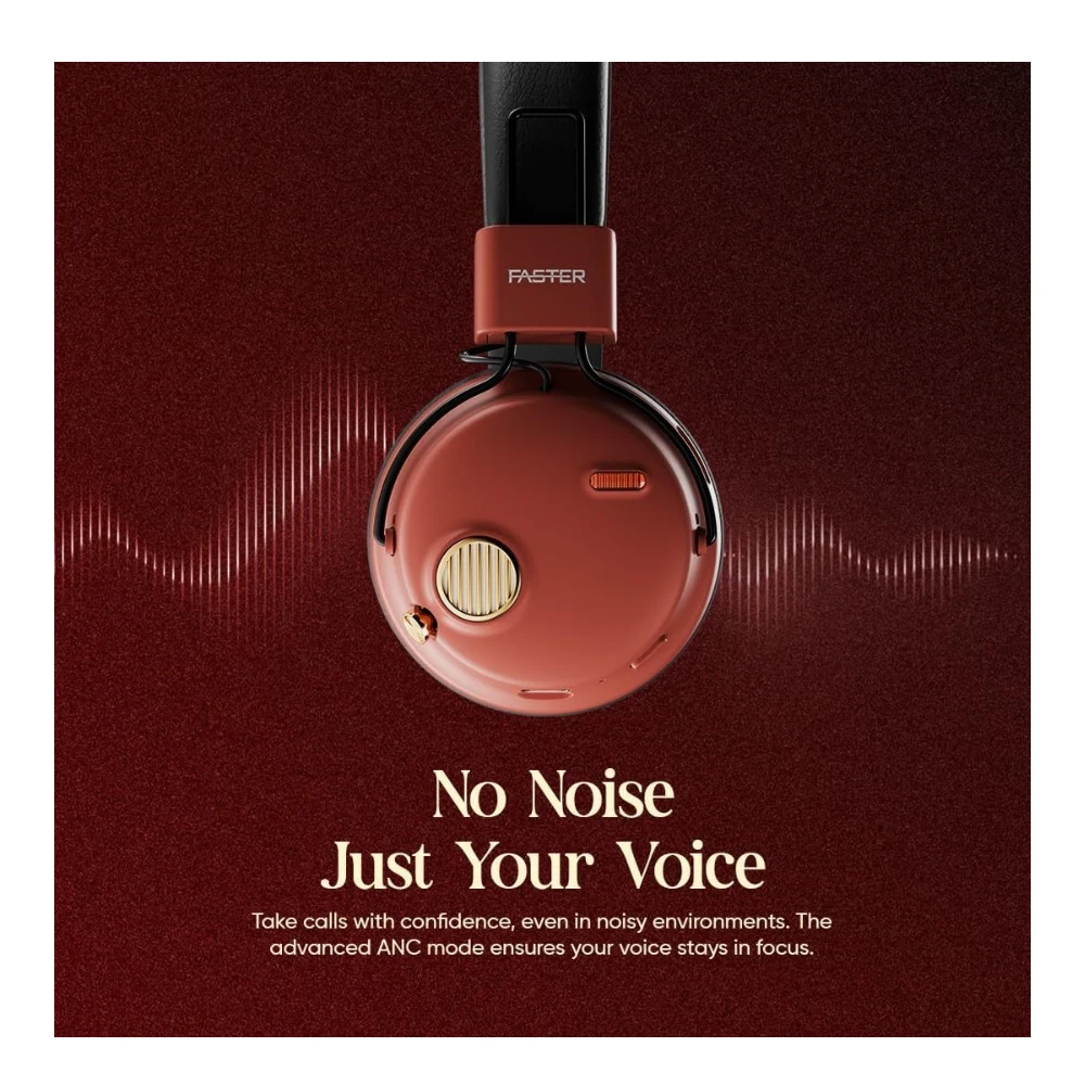 Faster S8 Rove Over Ear Headphones- Advanced ANC 5.3 Bluetooth Wireless Headphones 43H Playtime- 40mm Drivers Type-C Charging Hands Free Calls Deep Bass Lightweight Sports Gym Travel — Image 15
