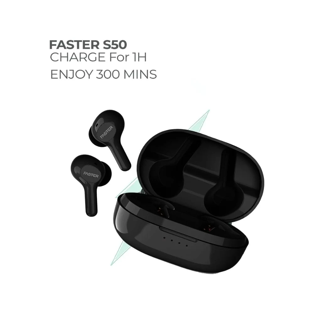 Faster S50 Stereo Wireless Earbuds Bluetooth Earphones- Headphones Wireless with Active Voice Assistant 5-6 Hours Playtime IPX5 Sweat Proof and Splash Proof Bluetooth Headphones — Image 3