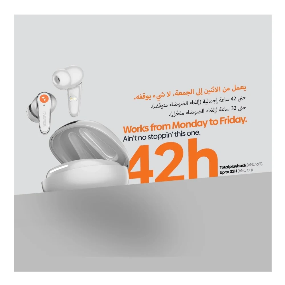 FASTER Futura AI-200 Wireless AI Earbuds, Real-Time Translation, Bluetooth 6.0, 42H Playtime, 4 Mic ANC+ENC, 2 Mic TWS, AI Voice Assistant, 100+ Language Translator, 3EQ, 48ms Low Latency — Image 3