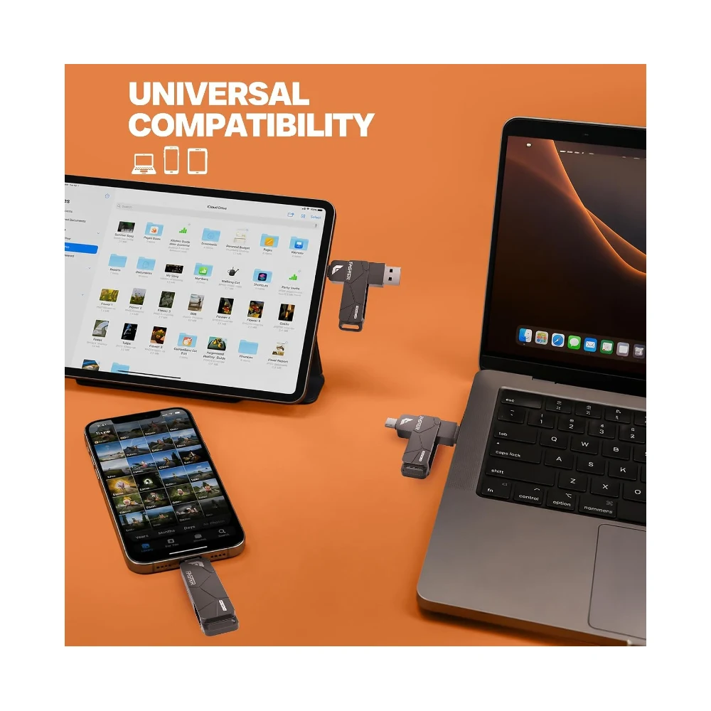 FASTER FU-10 Dual USB-A & USB-C Drive Up to 120MB/s Read Speed Up to 40MB/s Write Speed, 3.2 Gen 1 Metal Design, Titanium Grey OTG Thumb Drive for iPhone, Android, MacBook, Windows, Linux — Image 7