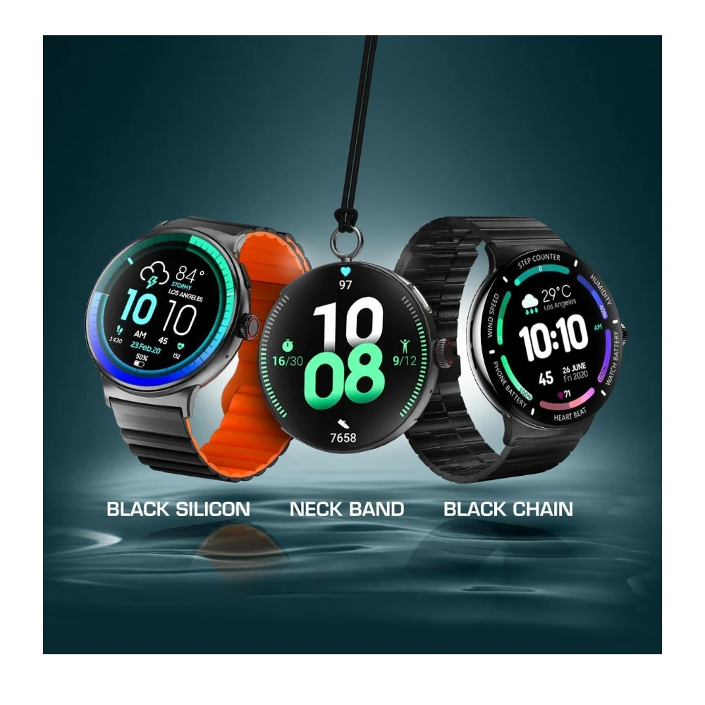 Faster Nerv Watch 4 Pro – 1.43-Inch AMOLED Display Smartwatch with 7-10 Days Battery, Premium Health and Fitness Tracking, Stylish Zinc Alloy Chain Locket, Smart Watch for Men and Women — Image 2