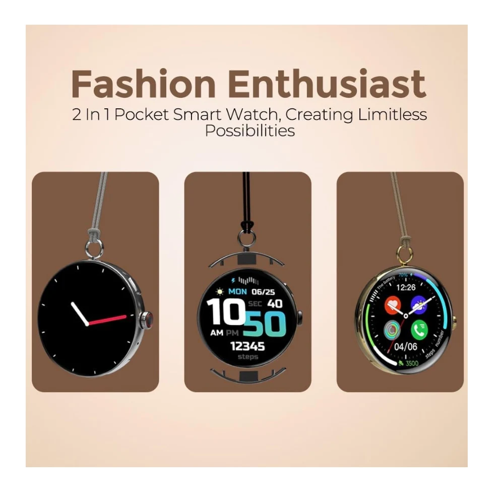 Faster Nerv Watch 4 Pro – 1.43-Inch AMOLED Display Smartwatch with 7-10 Days Battery, Premium Health and Fitness Tracking, Stylish Zinc Alloy Chain Locket, Smart Watch for Men and Women — Image 3
