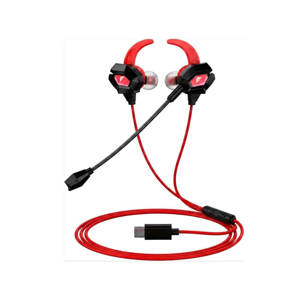 FASTER GH-1C USB-C Gaming Earbuds with Detachable Boom Mic, 4.2ft In-Ear USB Gaming Earphones for Macbook, PC, Laptop, PS5, Xbox, Samsung, iOS, Android, iPhone