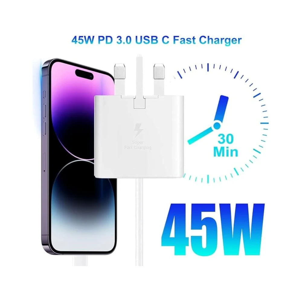 For Samsung 45w Fast Charger Type C Samsung Super Fast Charger 45W with 5FT USB-C Cable*2pcs, Android Charger for Samsung Galaxy S23 Ultra/S23/S23+/S22/S22 Ultra/S22+/Note 10/20/S20 (white-2pcs Cable) — Image 2