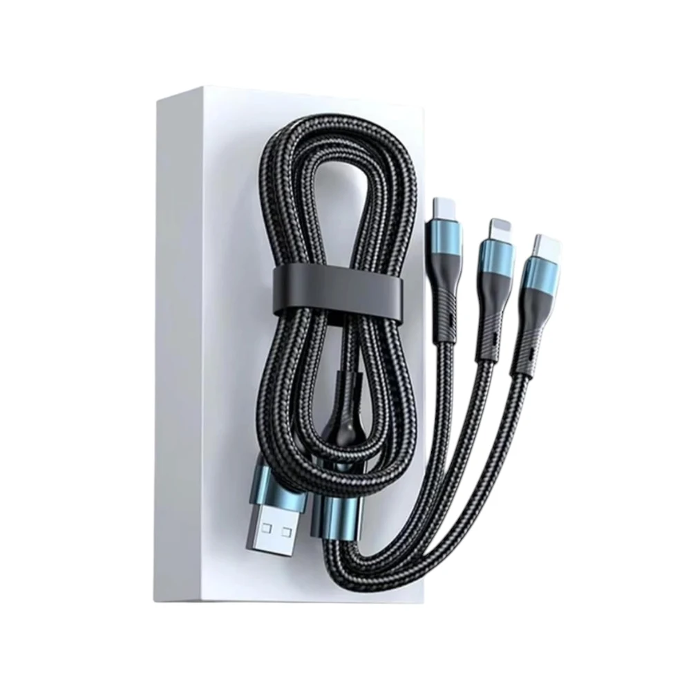 3-in-1 USB Fast Charging Cable - 120W Power Super Fast Charger Cords Universal Phone Charger, Multiple Charger Wire for Cellphone, Tablets and More