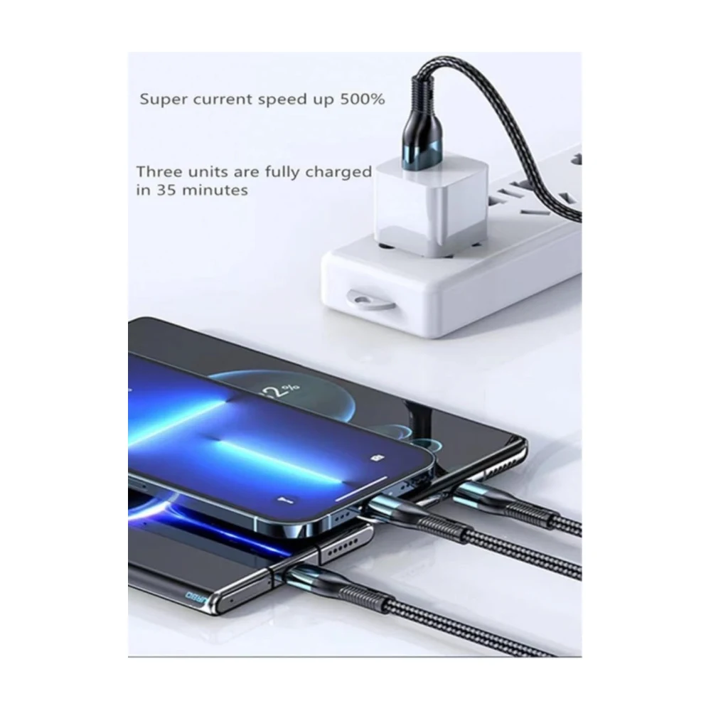 Fast Charging 3 In 1, USB-C, Micro USB, Nylon Braided Fast Charging Usb Cable — Image 2