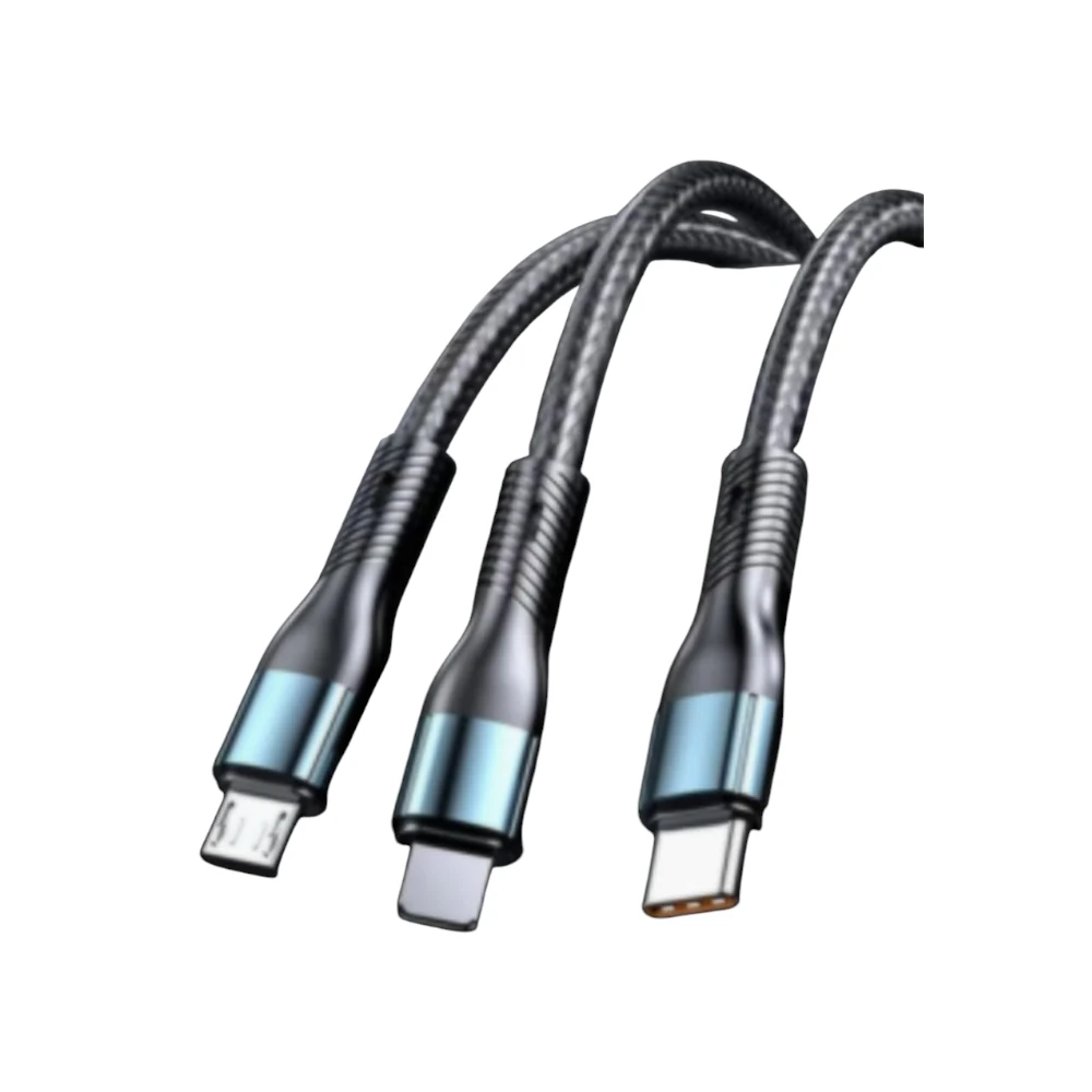 Fast Charging 3 In 1, USB-C, Micro USB, Nylon Braided Fast Charging Usb Cable — Image 3
