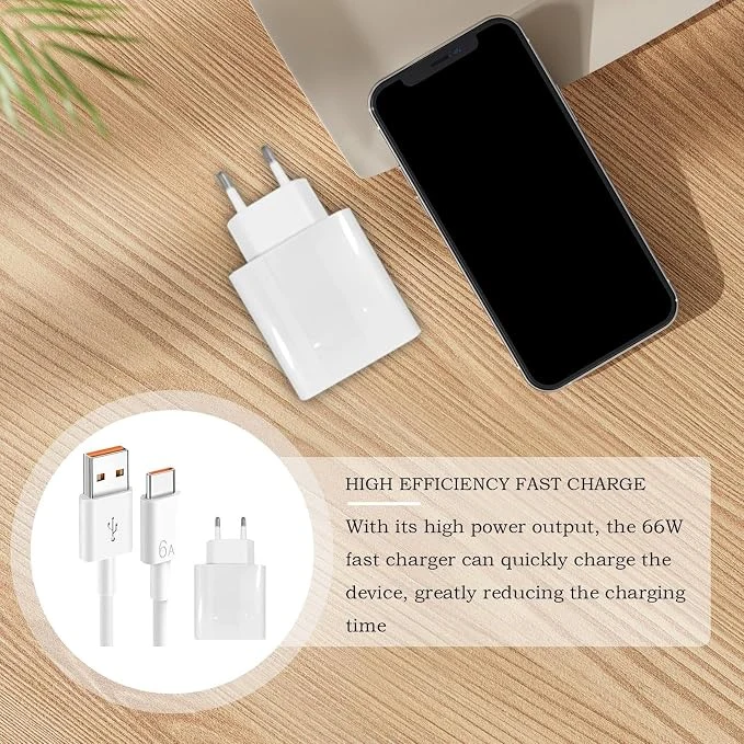 Fast Charging Cable Portable Safety Protection 6A Charger Set 66W Portable for Mobile Phones, Tablets — Image 3