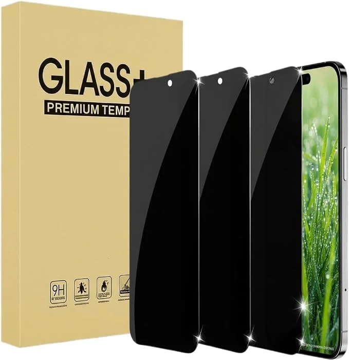3 Pack Privacy for iPhone 15 Pro Screen Protector (6.1 inches), Anti-Spy Tempered Glass Film,Case Friendly Ultra Resistant,Balanced 28-Degree Privacy Angle - Easy installation tool included