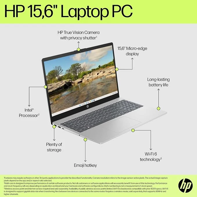 HP Laptop 15-fd0238ne, 15.6" FHD Display, 13th Gen Intel® Core™ i5-1334U, 16GB DDR4 RAM, 512GB SSD, Windows 11, Eng/Arb KB, Natural silver [C0HJ3EA] — Image 2