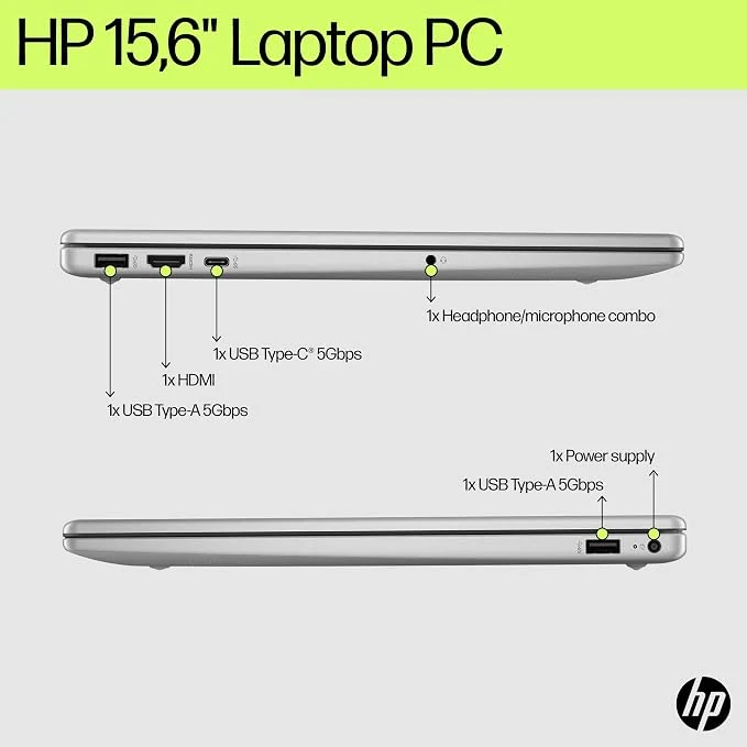 HP Laptop 15-fd0238ne, 15.6" FHD Display, 13th Gen Intel® Core™ i5-1334U, 16GB DDR4 RAM, 512GB SSD, Windows 11, Eng/Arb KB, Natural silver [C0HJ3EA] — Image 4