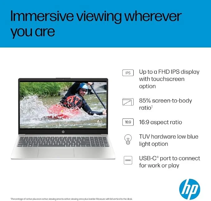 HP AI Laptop 15-FD2038NE | 15.6" FHD Display | Intel Core Ultra 5-225U | 8GB DDR5 RAM | 512GB SSD | Windows 11 | Natural Silver | En-Ar Keyboard | UAE Version [D89JBEA] — Image 2