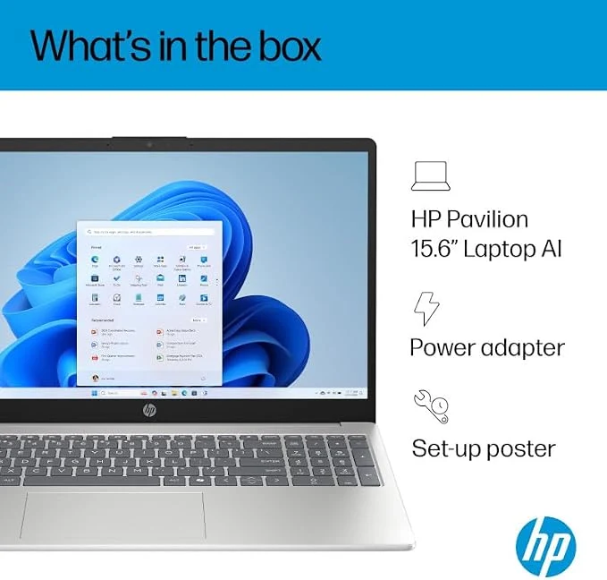 HP AI Laptop 15-FD2038NE | 15.6" FHD Display | Intel Core Ultra 5-225U | 8GB DDR5 RAM | 512GB SSD | Windows 11 | Natural Silver | En-Ar Keyboard | UAE Version [D89JBEA] — Image 3