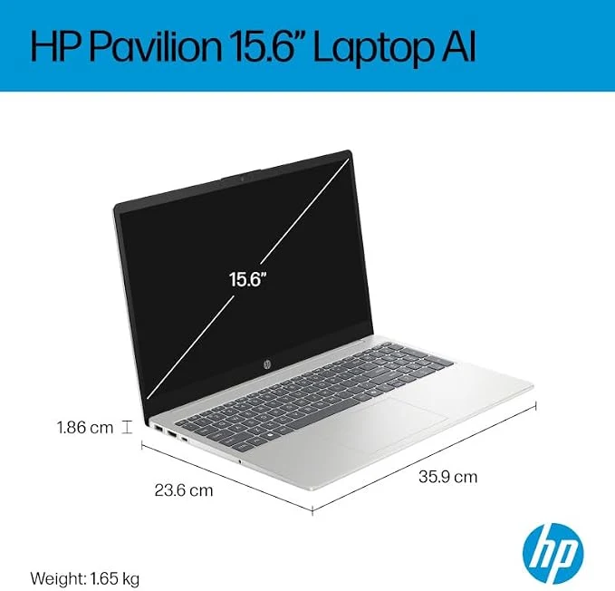 HP AI Laptop 15-FD2038NE | 15.6" FHD Display | Intel Core Ultra 5-225U | 8GB DDR5 RAM | 512GB SSD | Windows 11 | Natural Silver | En-Ar Keyboard | UAE Version [D89JBEA] — Image 4