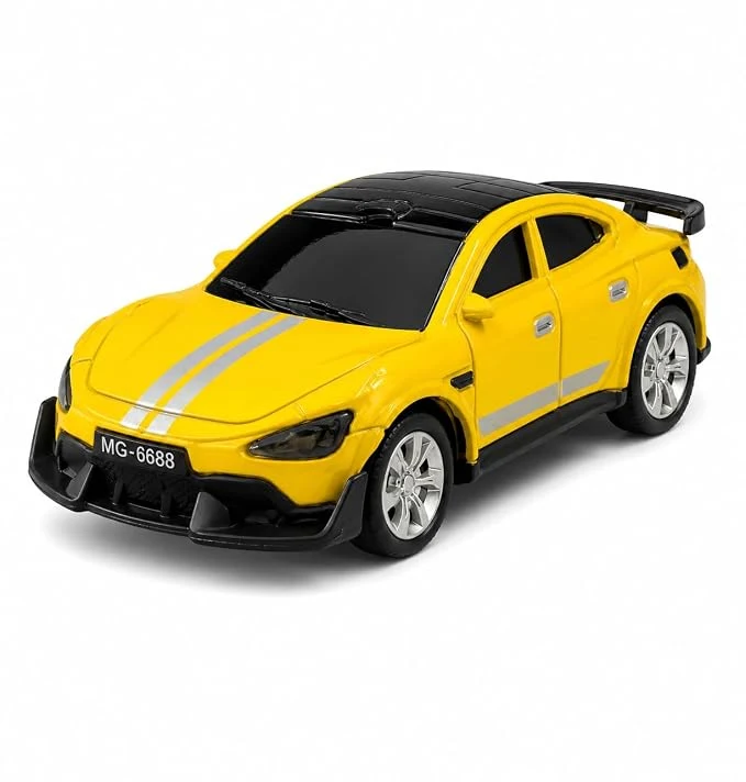 1:64 RC Die-Cast Racing Vehicle for Kids, 2.4GHz Remote Control with Speed Regulation, LED Front Lights, Rubber Tires & Rechargeable Battery, Toy for Boys & Girls Age 6+
