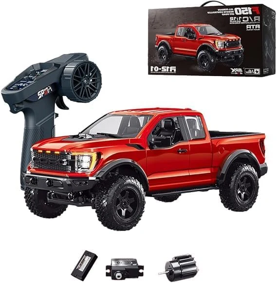 Ford Raptor F150 1:12 Scale (RED) Independent Suspension, 380 Motor, 1500mAh 7.4V Battery, Sequential Turn Signals, Full Proportional Control
