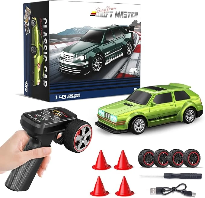 1/64 Mini RC Drift Car with Gyroscope, 4WD Full Proportional RC Car, 2.4GHZ Hobby Grade Remote Control Cars, RTR Model Vehicle, 20+KM/H High Speed for Hobbyists Kids Adults