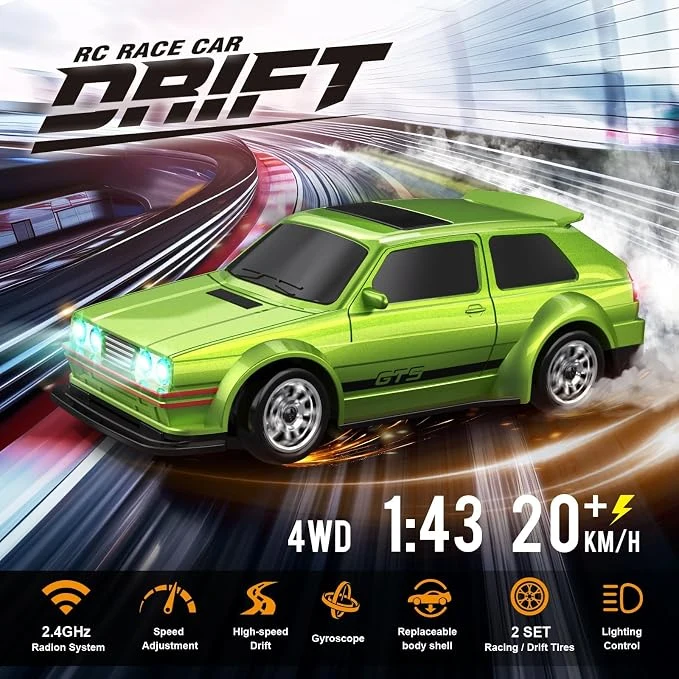 1/64 Mini RC Drift Car with Gyroscope, 4WD Full Proportional RC Car, 2.4GHZ Hobby Grade Remote Control Cars, RTR Model Vehicle, 20+KM/H High Speed for Hobbyists Kids Adults — Image 3