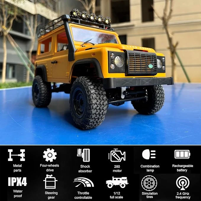 MN98 RC Crawler Remote Control Truck Off Road Land Rover RTR 1/12 Scale RC Rock Crawler 4x4 All Terrain 280 Motor Proportional Control Upgraded Chassis Hobby Toy Adult