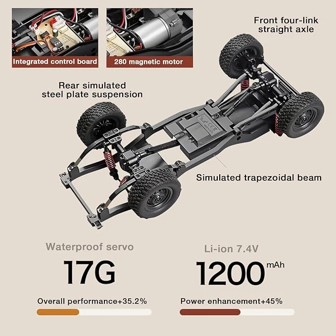 1/12 Scale RC Crawler, MN-82S LC79 RTR RC Truck 4x4 Off Road Vehicles 2.4GHz RC Rock Crawler Car with LED Lights, 7.4V 1200mAh Battery for Adults Hobby Toys — Image 5