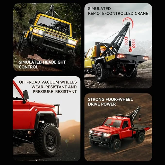 RC Crawler Car, 1/12 Scale 2.4G 4WD Remote Control Off Road Pickup Truck Vehicle Model with Functional Crane, Liftable Hook and 2-Speed Modes, Xmas Gifts for Adults & Youth — Image 6