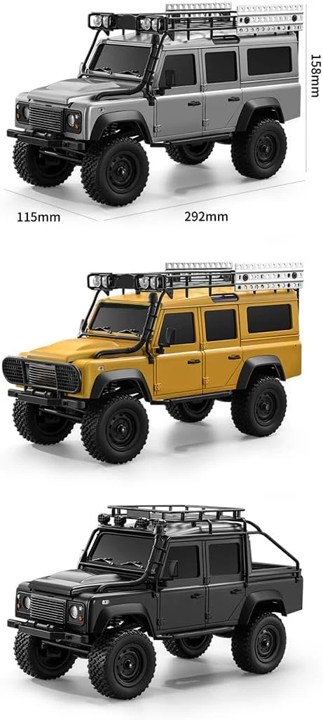 MN-111C 1/18 Scale RC Stone Crawler Truck, 2.4G 4WD Off-Road RC Climbing Car with Two-Speed Transmission, Controllable LED Lights, Independent Suspension for Enthusiasts — Image 2