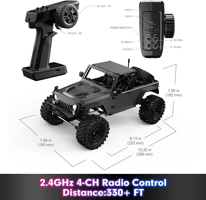 HYPER GO H12Y 1/12 Brushless 4X4 RC Rock Crawlers for Adults, Metal Case Waterproof 4WD Off-Road RC Rock Trucks with Portal Axles, All Terrain RC Cars with 2 Battery — Image 3
