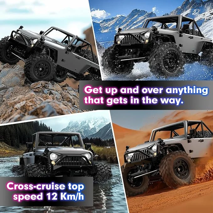 HYPER GO H12Y 1/12 Brushless 4X4 RC Rock Crawlers for Adults, Metal Case Waterproof 4WD Off-Road RC Rock Trucks with Portal Axles, All Terrain RC Cars with 2 Battery — Image 4