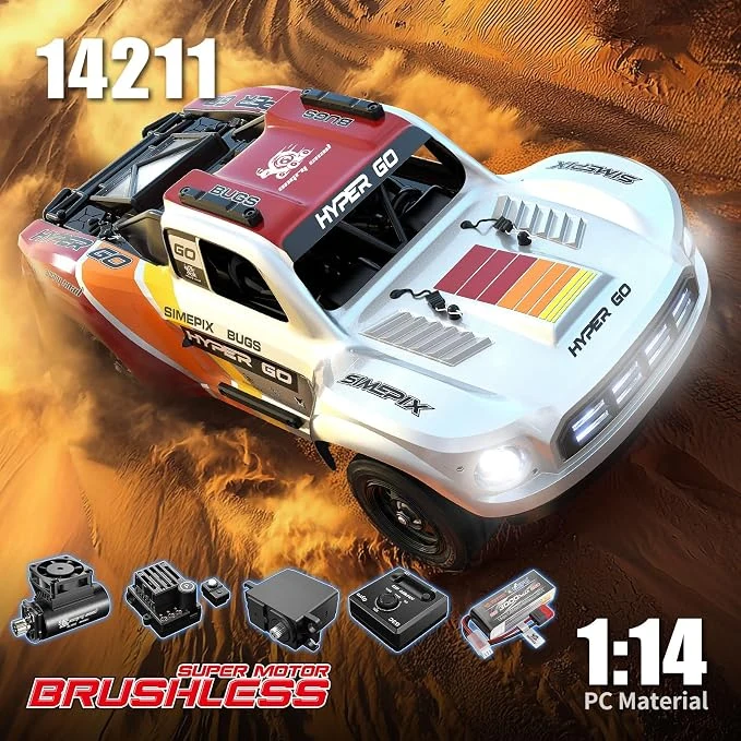 Mjx Hyper Go 14211 Remote Control Car Brushless Remote Control Car 2.4G RTR Fast Top 80 km/h 1/14 Waterproof RC Cars 4WD All Terrain Offroad RC Truggy Remote Control Trucks
