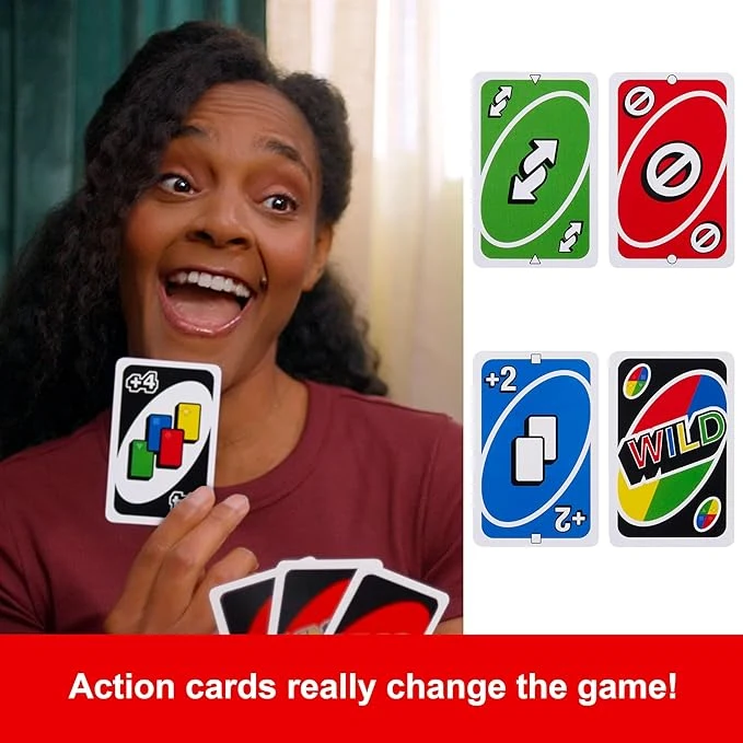 Mattel Games UNO: Classic Card Game, Multi, 8 x 3-3/4 x 81/100 in (42003) Mattel Uno Card Game - Classic Family Card Game for All Ages