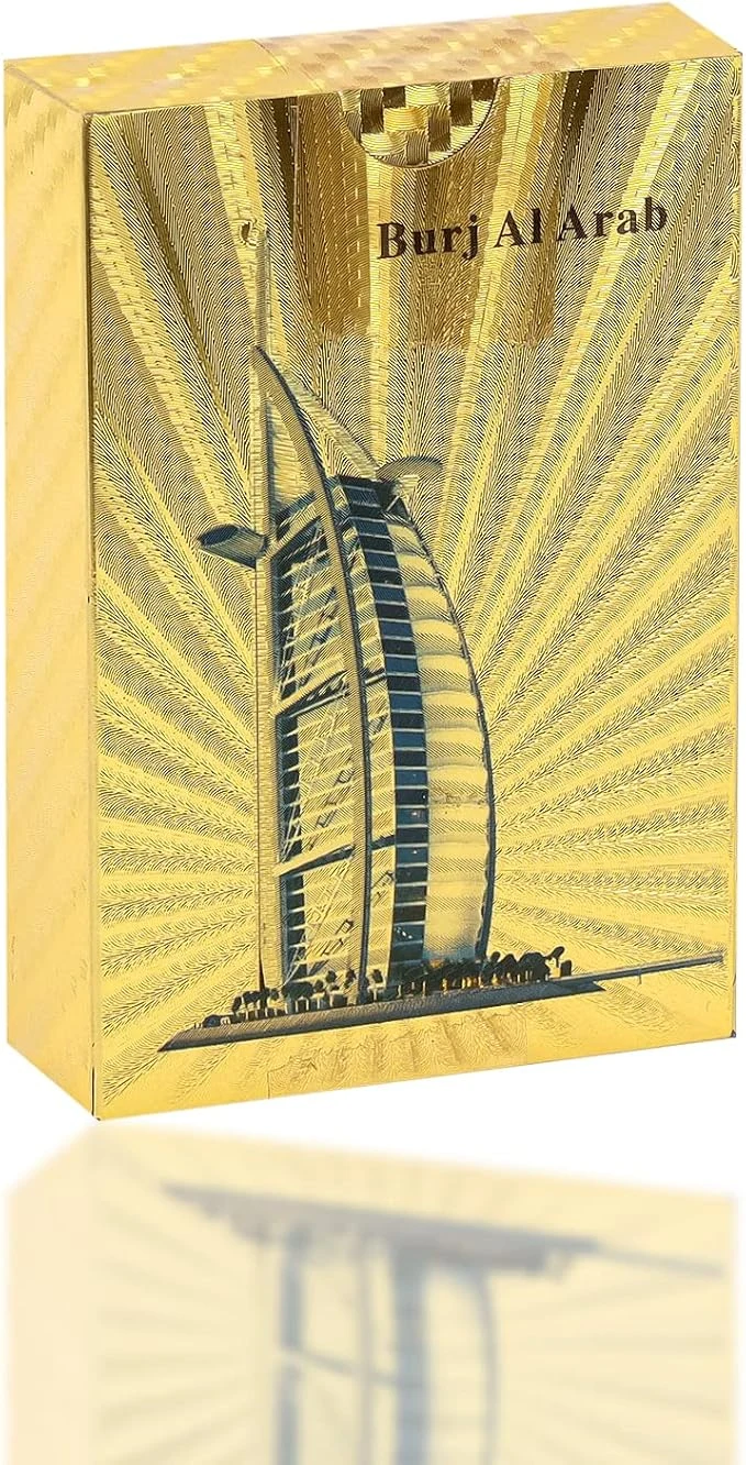 Gold Foil Plastic Card Pvc Waterproof Table Game Playing Cards Deck Gift Thickened Card Matte Touch Gold Foil Playing Cards Plated Dubai Scenery Poker Table Games Joker Deck Dubai Souvenir Gift — Image 4