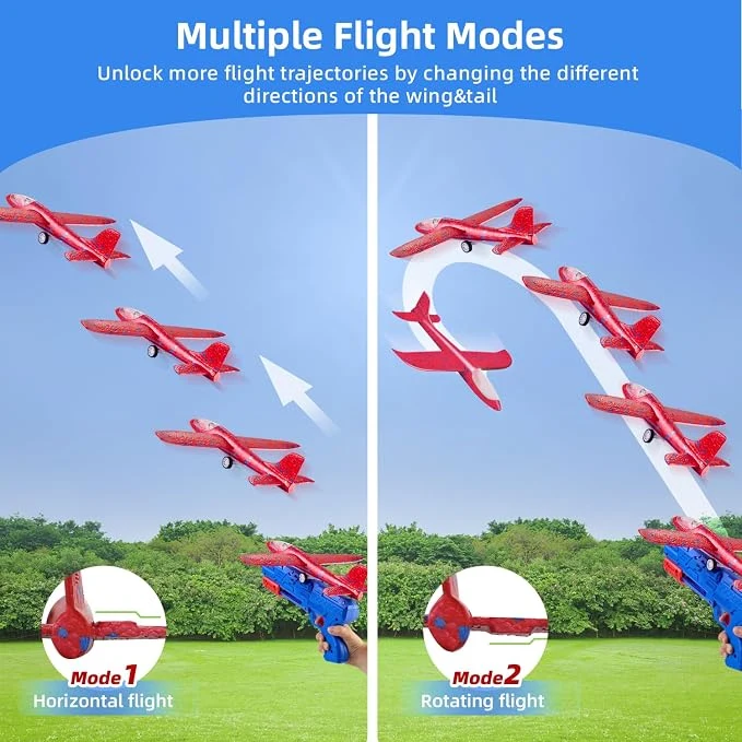 Neoot Toy Airplane, 3 Pack Airplane Launcher Toys 2 Flight Mode Glider Plane Outdoor Toys for Kids Ages 3 4 5 6 7 8 9 10 11 12 Year Old Boys & Girls Birthday Gift, Educational Flying Kids Toys — Image 3