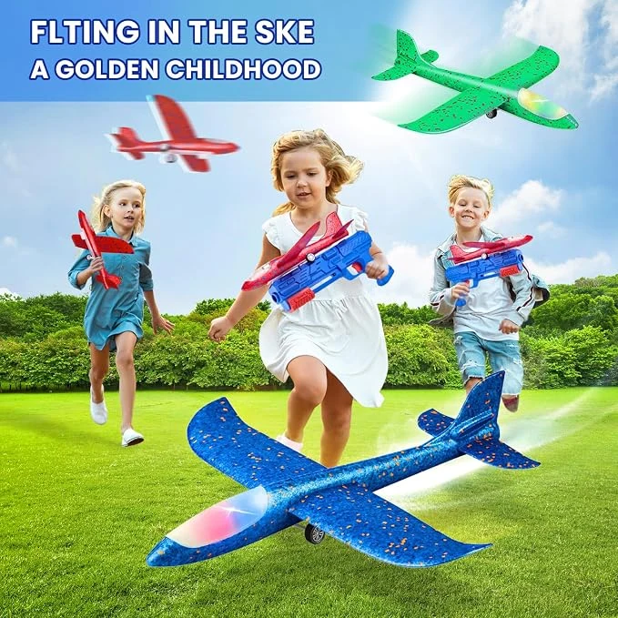 Neoot Toy Airplane, 3 Pack Airplane Launcher Toys 2 Flight Mode Glider Plane Outdoor Toys for Kids Ages 3 4 5 6 7 8 9 10 11 12 Year Old Boys & Girls Birthday Gift, Educational Flying Kids Toys — Image 5