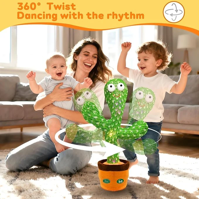 Hunfur Dancing Mimicking Talking Cactus Toy,Funny Gift for Toddler 1 2 3 Year Old Boy Girl,Singing Record Repeat What You Say Light Up Baby Infant Toys 6-12 12-18 Months — Image 3