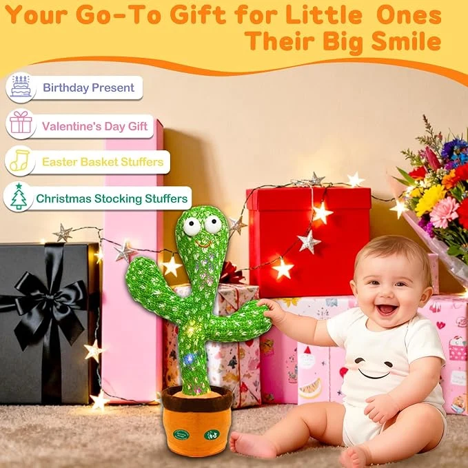Hunfur Dancing Mimicking Talking Cactus Toy,Funny Gift for Toddler 1 2 3 Year Old Boy Girl,Singing Record Repeat What You Say Light Up Baby Infant Toys 6-12 12-18 Months — Image 4